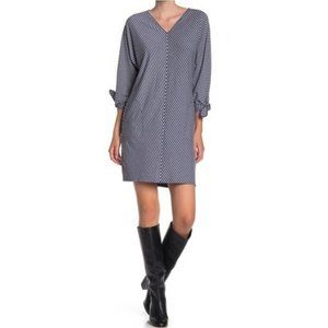 MAX STUDIO V-NECK TIE SLEEVE DRESS